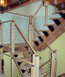 Деревянная маршевая лестница с площадками!